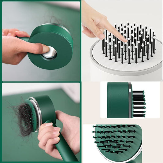 6034 Air Cushion Massage Brush Airbag Massage Comb With Long Handle Self-cleaning Hair Brush Detangling Anti-static For All Hair Default Title - Anthro Bazaar