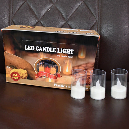 Flameless Candles With Transparent Plastic Covers Set Of 24 Pcs Led Default Title - Anthro Bazaar