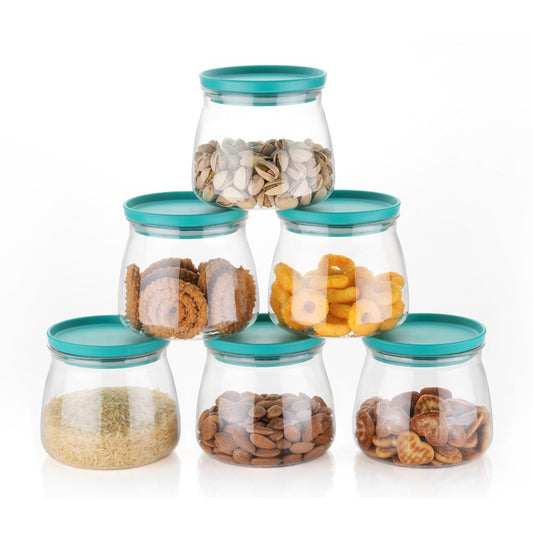 2286 Matka Shaped Jar With Air Tight Leak Proof Lid (Multicolour) (Set Of 6) (900ml) Default Title - Anthro Bazaar