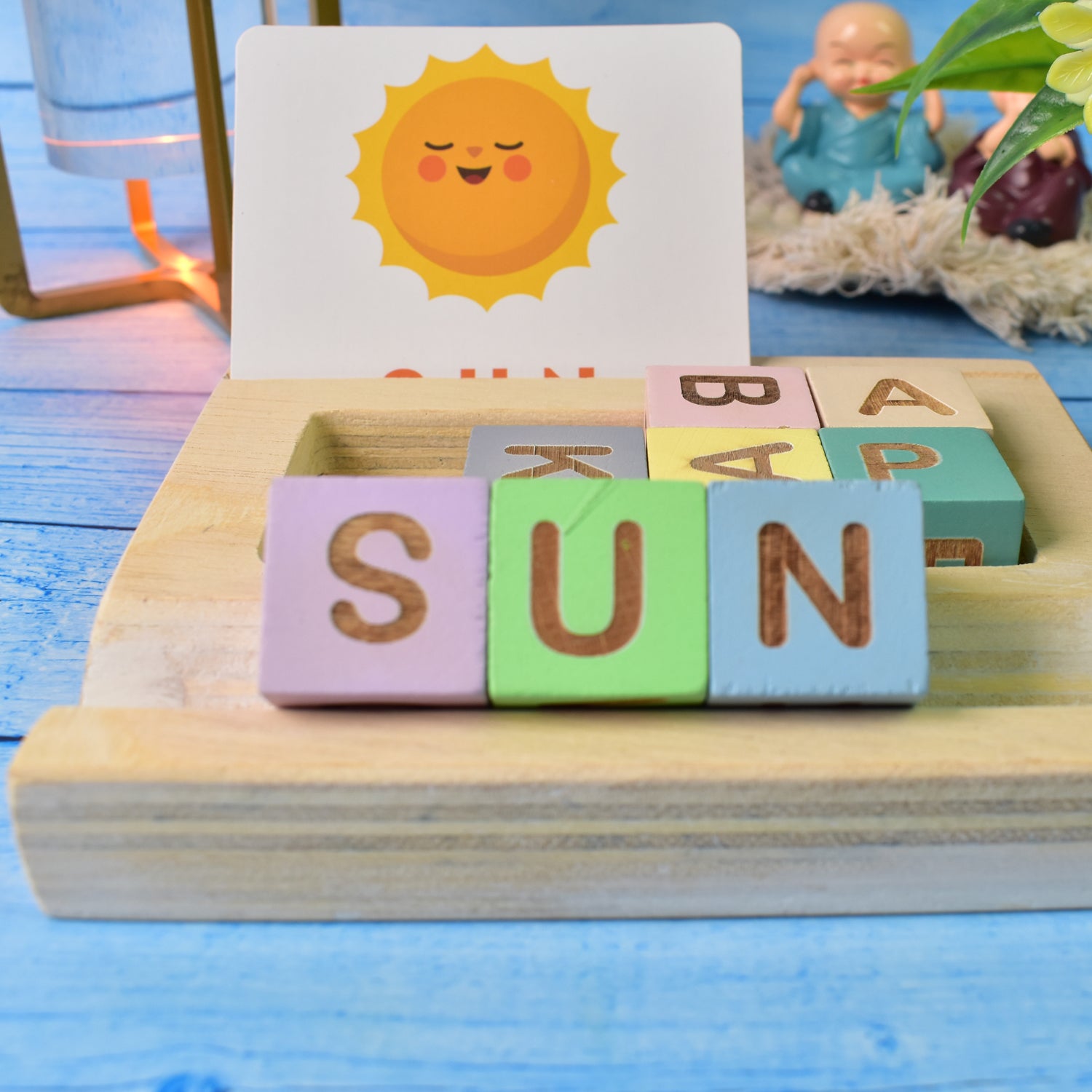 Alphabet Puzzle Spelling Reading Words (26 Flash Cards 8 Woodenblock) Default Title - Anthro Bazaar