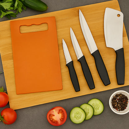 Chopping Board With Knife Set (Pack Of 5) Default Title - Anthro Bazaar