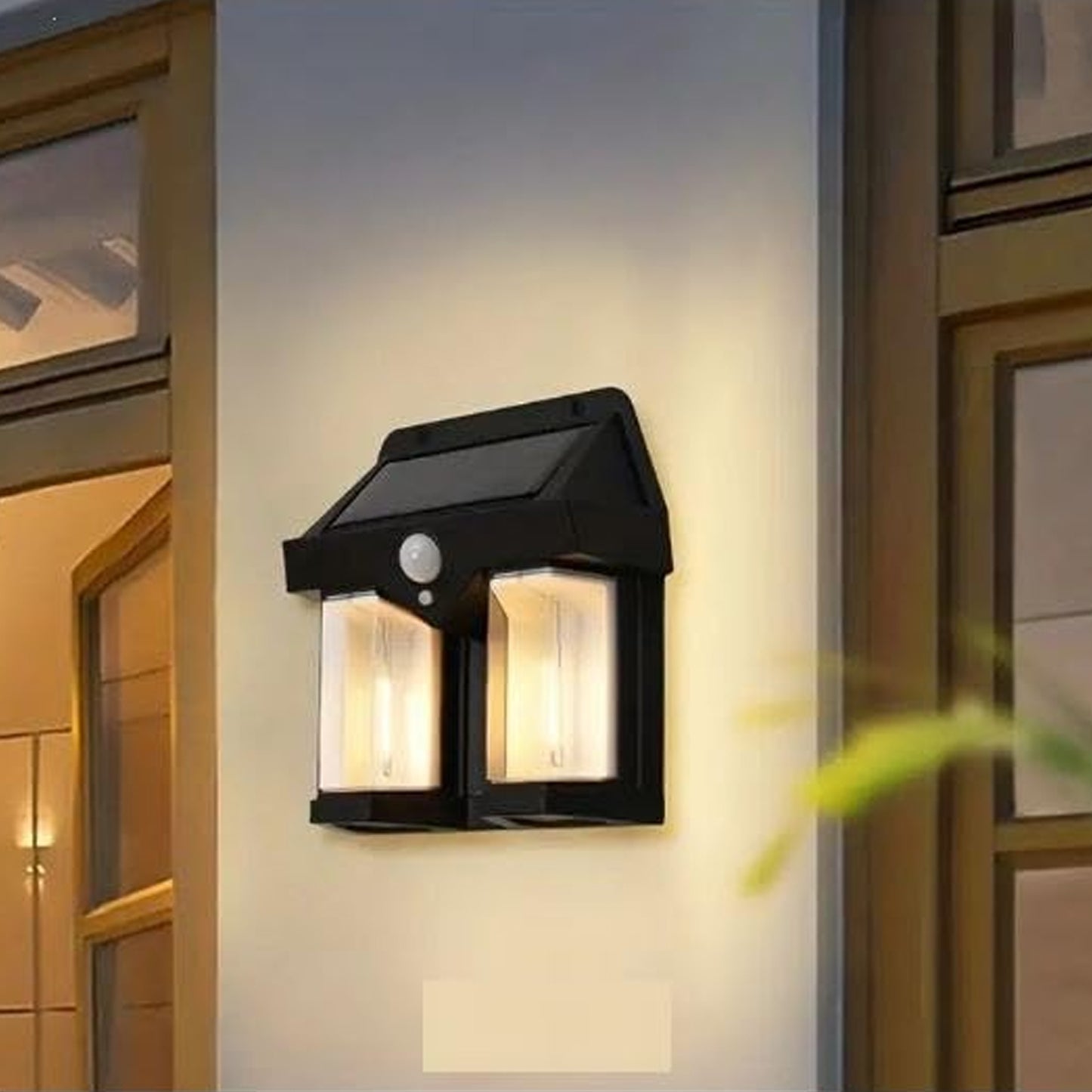 Outdoor Solar Wall Lamp – Waterproof Double Light with Dusk-to-Dawn Sensor