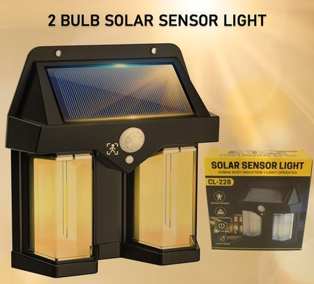 Outdoor Solar Wall Lamp – Waterproof Double Light with Dusk-to-Dawn Sensor