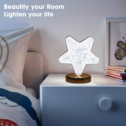 12571 Star Shape Crystal Diamond Lamp Cordless Luxury Lamp With Usb Rechargeable 3-way Dimmable Touch Control Decorative Nightstand Lamp For Bedroom Living Room Party Restaurant Decor (1 Pc ) Default Title - Anthro Bazaar