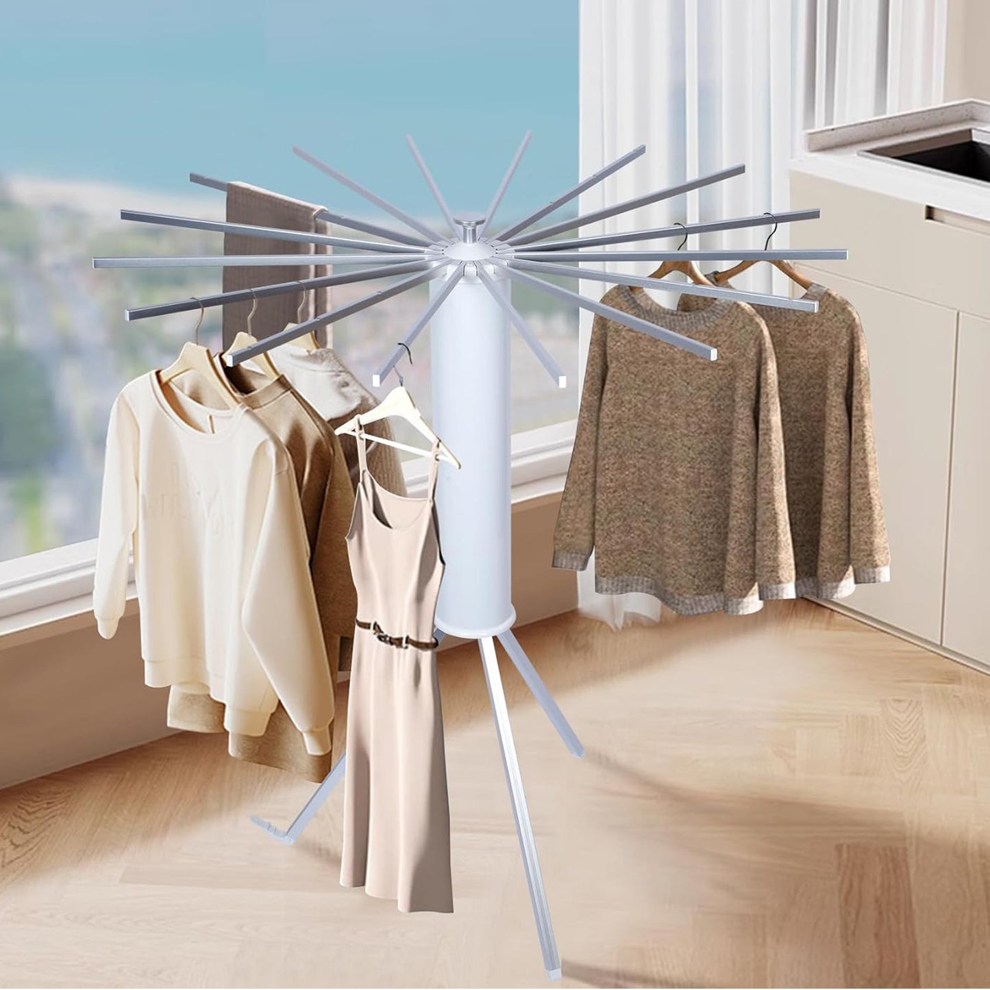 Foldable Rotary Clothes Drying Rack Stand (1 Pc) Default Title - Anthro Bazaar