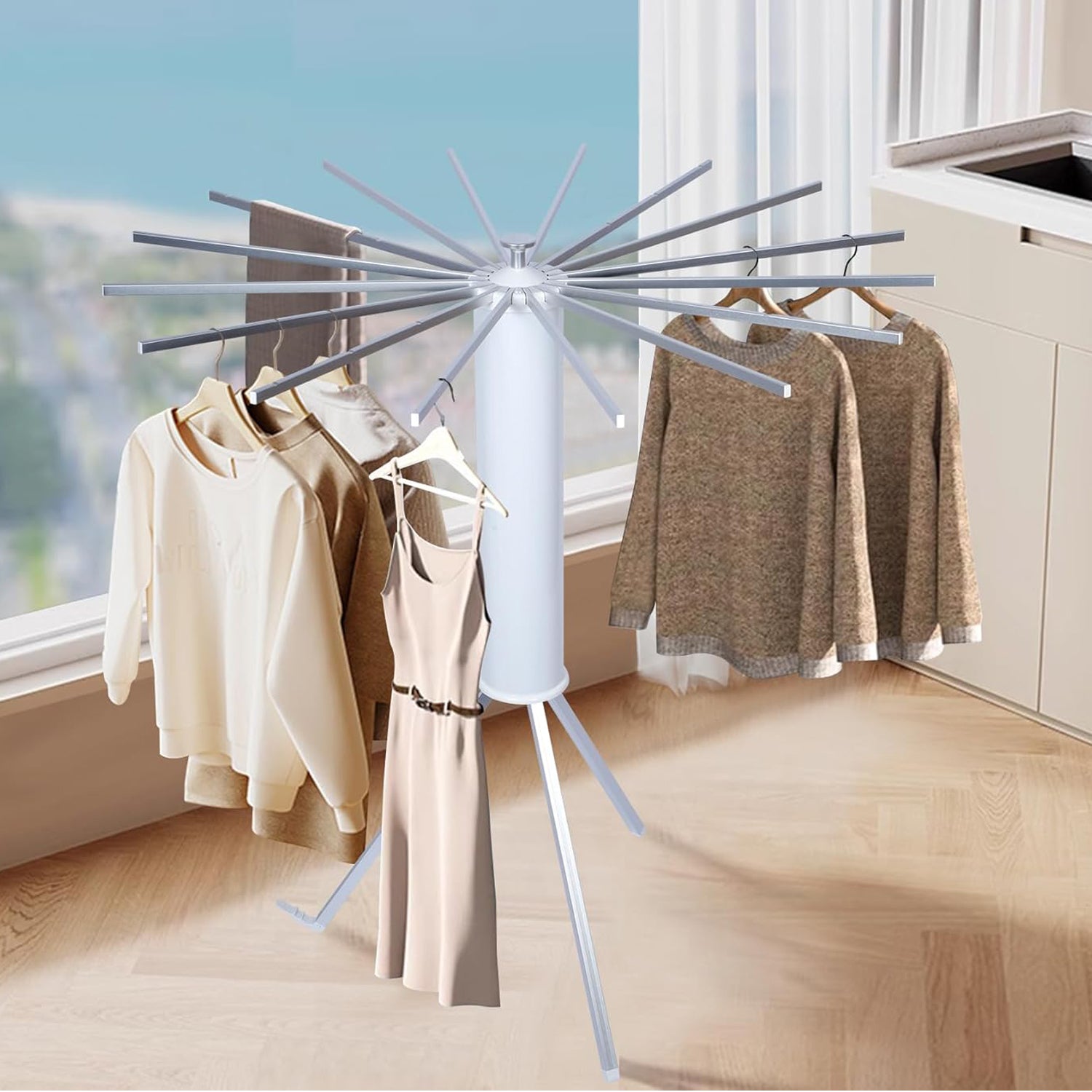 Foldable Rotary Clothes Drying Rack Stand (1 Pc) Default Title - Anthro Bazaar