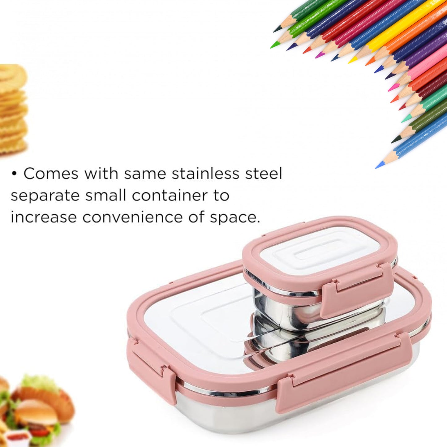 Premium Stainless Steel Leak Proof Air Tight Lunch Boxes (900ml+200ml  2 Pc Set)