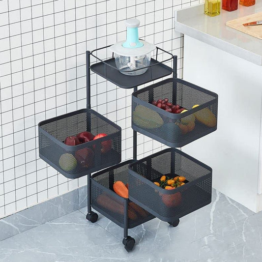Metal High Qaulity Kitchen Trolley Kitchen Organizer Items And Kitchen Accessories Items For Kitchen Rack Square Design For Fruits Vegetable Onion Storage Kitchen Trolley With Wheels (4 Layer 3 Layer) Default Title - Anthro Bazaar