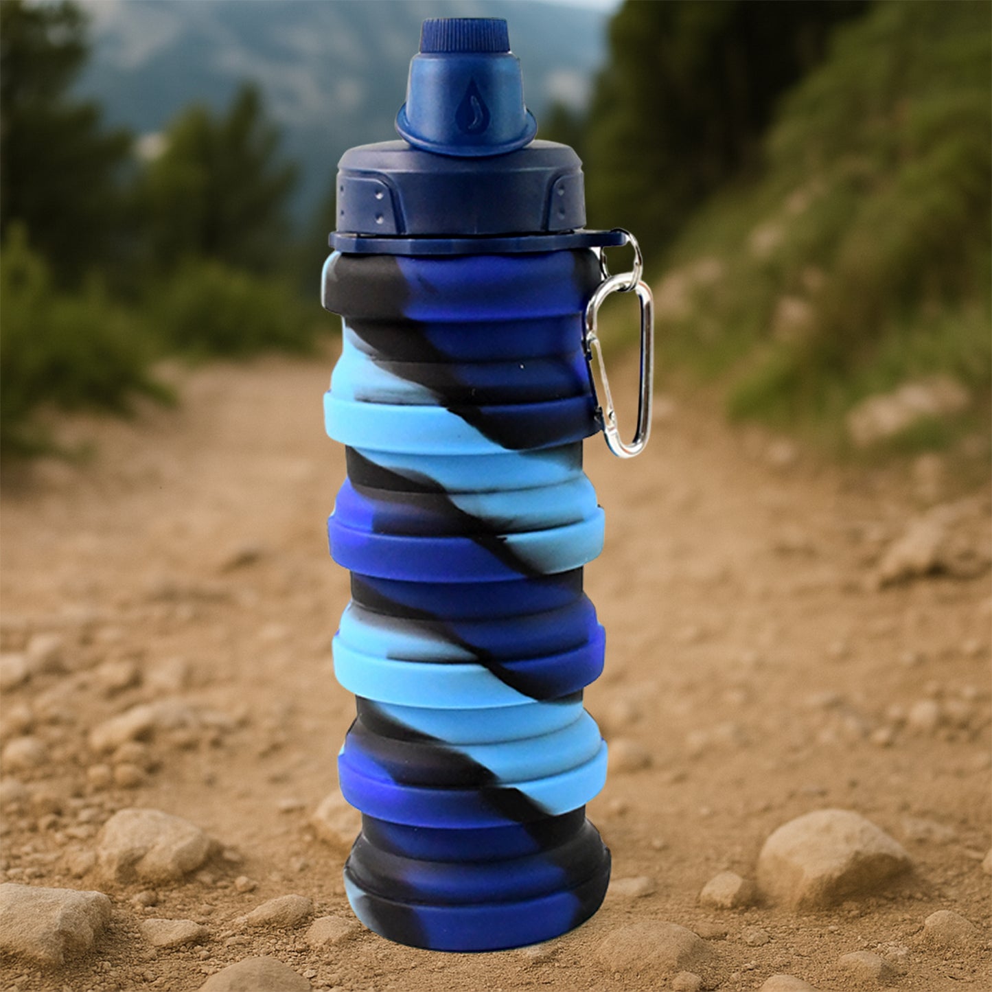 Foldable Silicone Water Bottle – Leak-Proof 500ML Portable Sports & Travel Bottle for Gym, Hiking & Outdoor Use