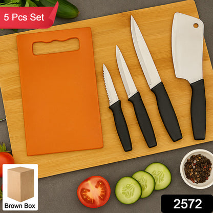 Chopping Board With Knife Set (Pack Of 5) Default Title - Anthro Bazaar