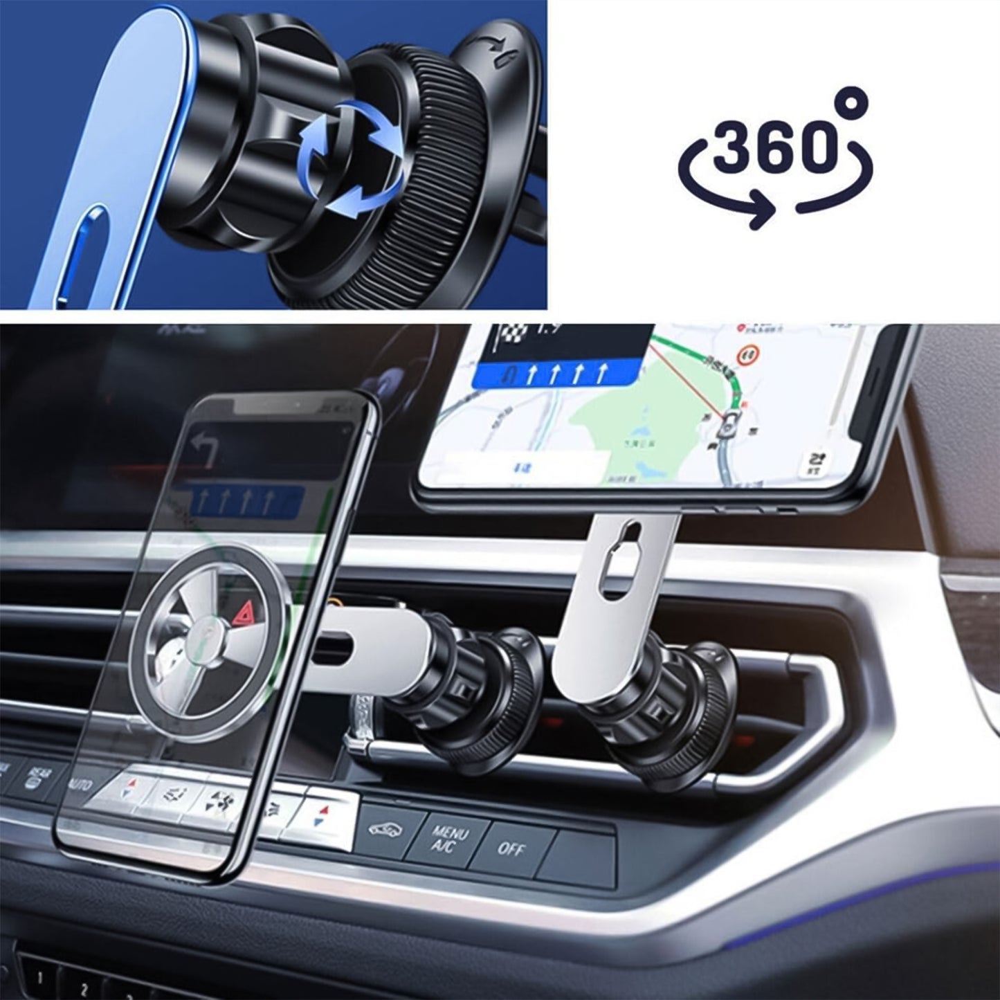 360 Rotatable Foldable Air Vent Magnetic Phone Holder (1 Pc) Default Title - Anthro Bazaar