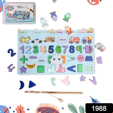 Wooden Number Puzzle Match Board And Magnetic Rod Default Title - Anthro Bazaar