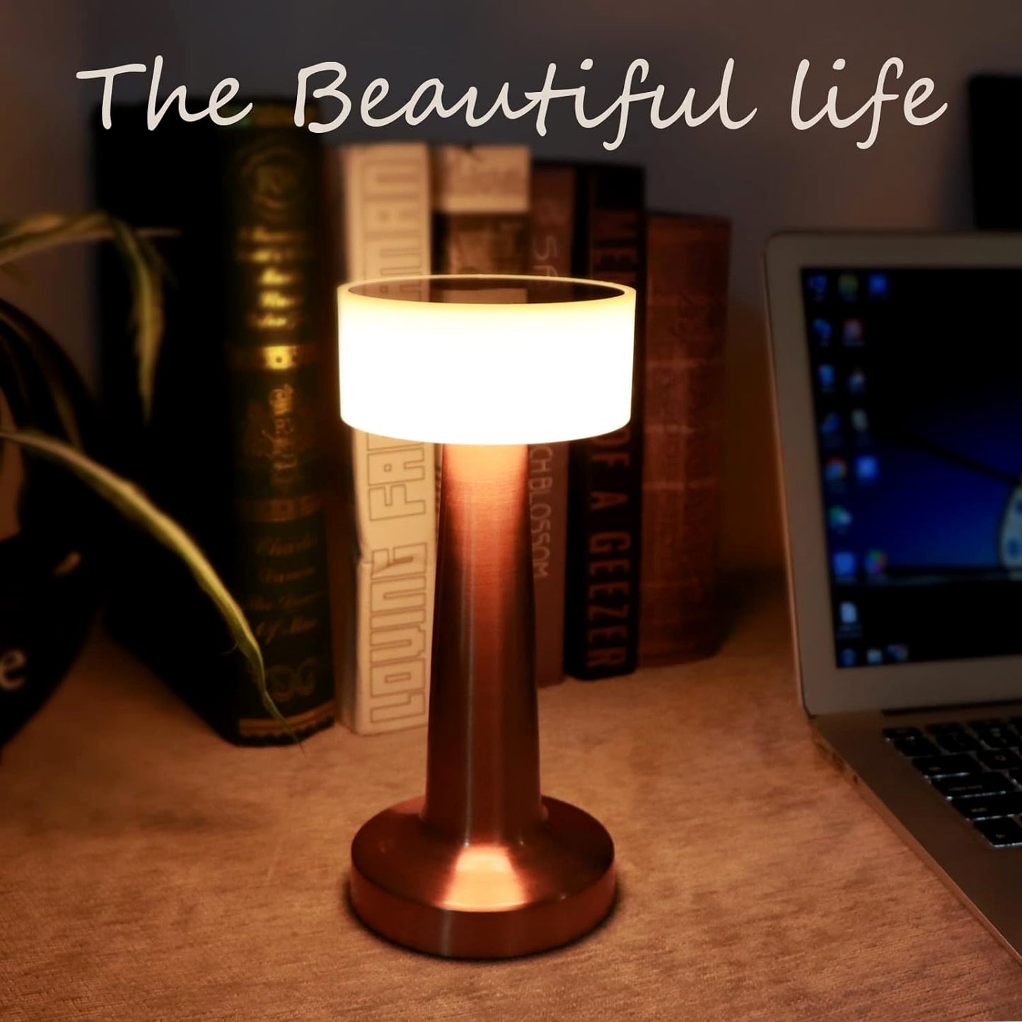 LED Touch Control Lamp – Portable Rechargeable [Brass Metal texture]