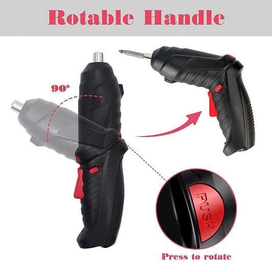 3.6V Cordless Electric Screwdriver Set (48 Pcs) | Rechargeable Drill with LED Light &amp; Pivot Handle