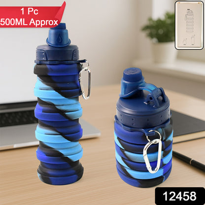 Foldable Silicone Water Bottle – Leak-Proof 500ML Portable Sports & Travel Bottle for Gym, Hiking & Outdoor Use