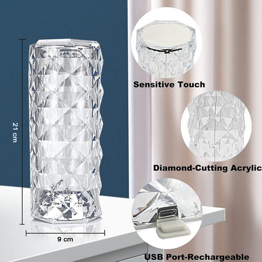 6604 Crystal Touch Night Light (16 Colors) - Rose Diamond Table Lamp With Remote Control Usb Table Lamp Romantic Date Lighting Decor For Festival Bedroom Dining Room Default Title - Anthro Bazaar