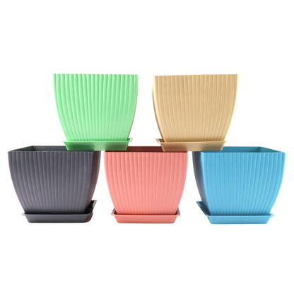 Trendy Square Plastic Flower Pots Set Of 5 Default Title - Anthro Bazaar