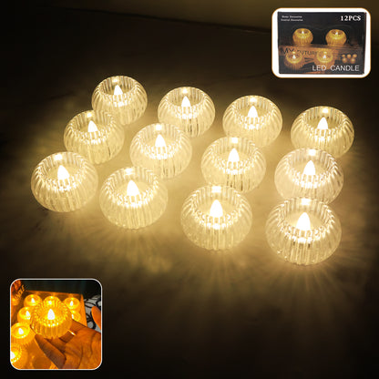 12-Piece LED Crystal-Effect Flameless Candle Set – Safe, Elegant & Festive