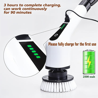 7-in-1 Electric Spin Scrubber Cleaning Brush With Extension Handle (1 Set | 25W)