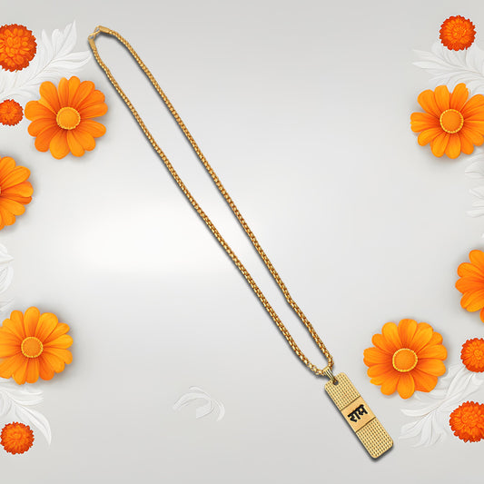 Golden Ram Naam Locket With Chain (1 Pc) Default Title - Anthro Bazaar