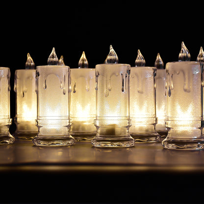 6559 Big Size Flameless Melted Design Candles For Decoration (Set Of 12pc) Default Title - Anthro Bazaar