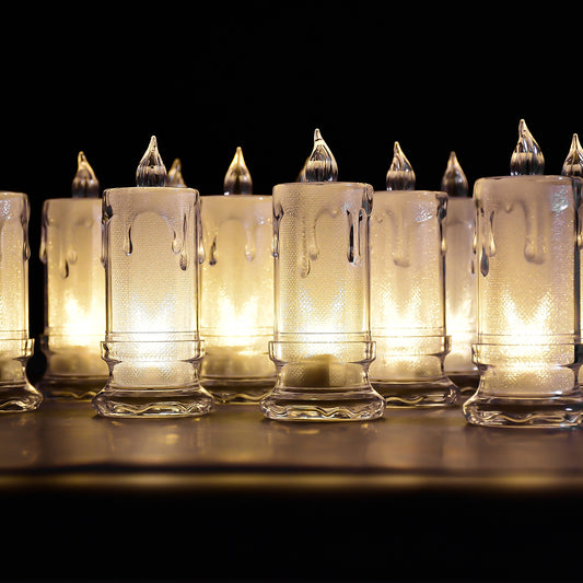 6559 Big Size Flameless Melted Design Candles For Decoration (Set Of 12pc) Default Title - Anthro Bazaar