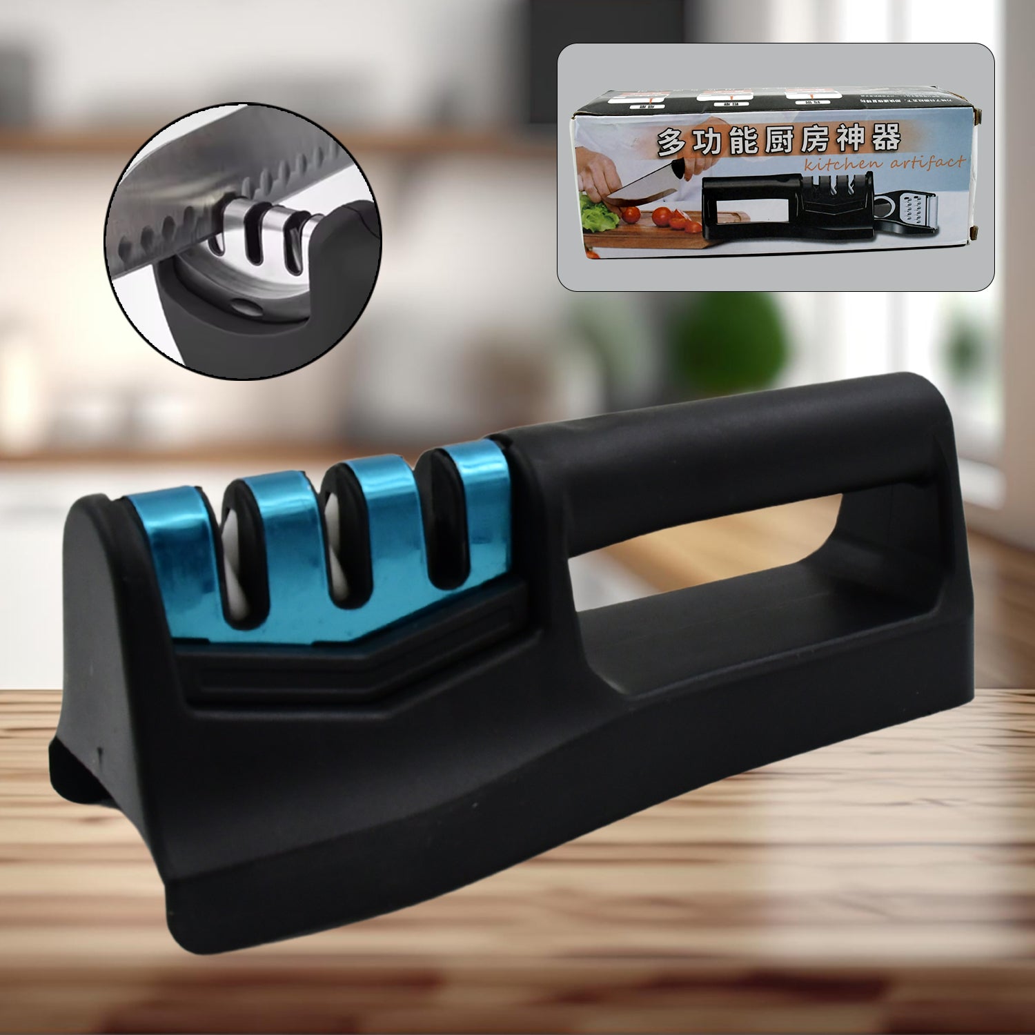 10020 Knife Sharpener For Kitchen Knife Sharpener With Vegetable Chopper And Fish Scale Remover Handheld Knives Pocket Knife Sharpener Knife Sharpener For Chefs Serrated Knife (9in1) Default Title - Anthro Bazaar