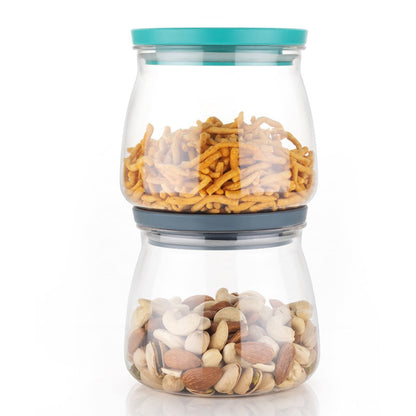 2286 Matka Shaped Jar With Air Tight Leak Proof Lid (Multicolour) (Set Of 6) (900ml) Default Title - Anthro Bazaar