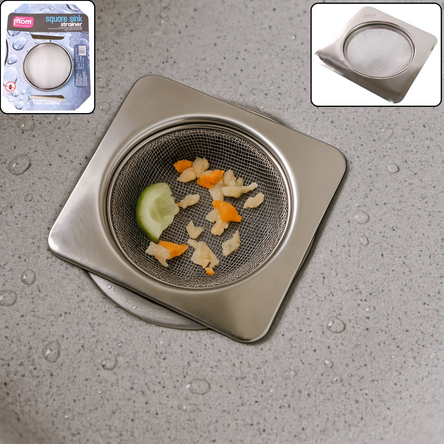 Stainless Steel Square Sink Strainer (1 Pc) Default Title - Anthro Bazaar