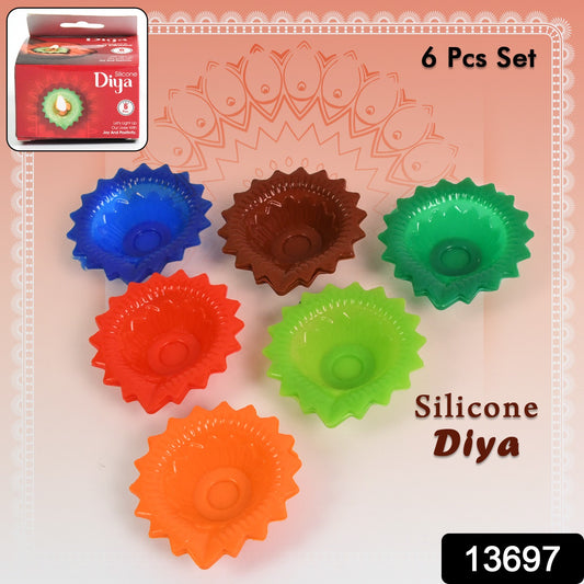 Silicone Diya For Diwali Attractive Design Colourful Diya Combo (6 Pcs Set) Default Title - Anthro Bazaar