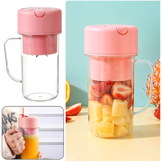 Portable Crusher Juicer With Handle Straw Usb Rechargeable 6 Blades (420 Ml) Default Title - Anthro Bazaar