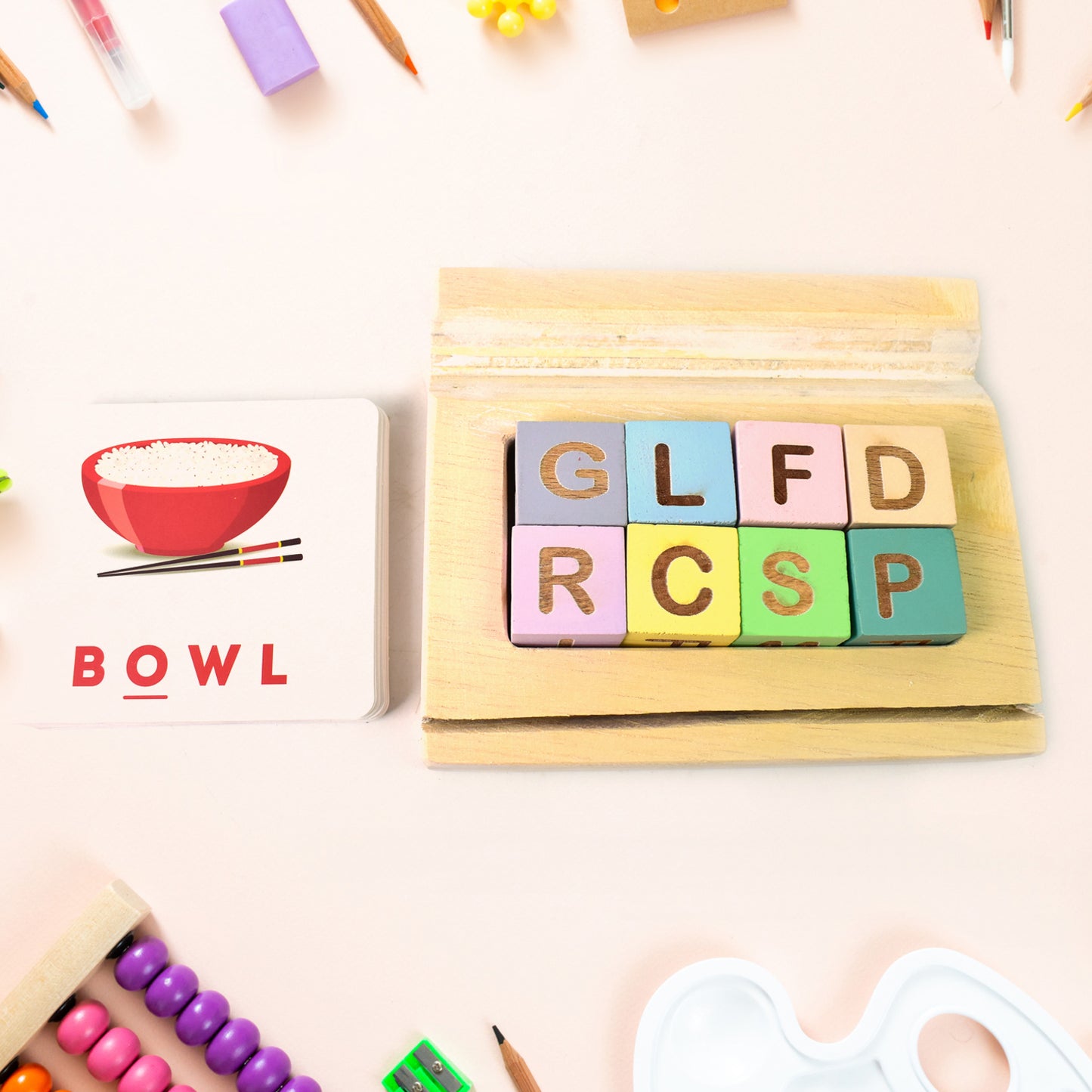 Alphabet Puzzle Spelling Reading Words (26 Flash Cards 8 Woodenblock) Default Title - Anthro Bazaar