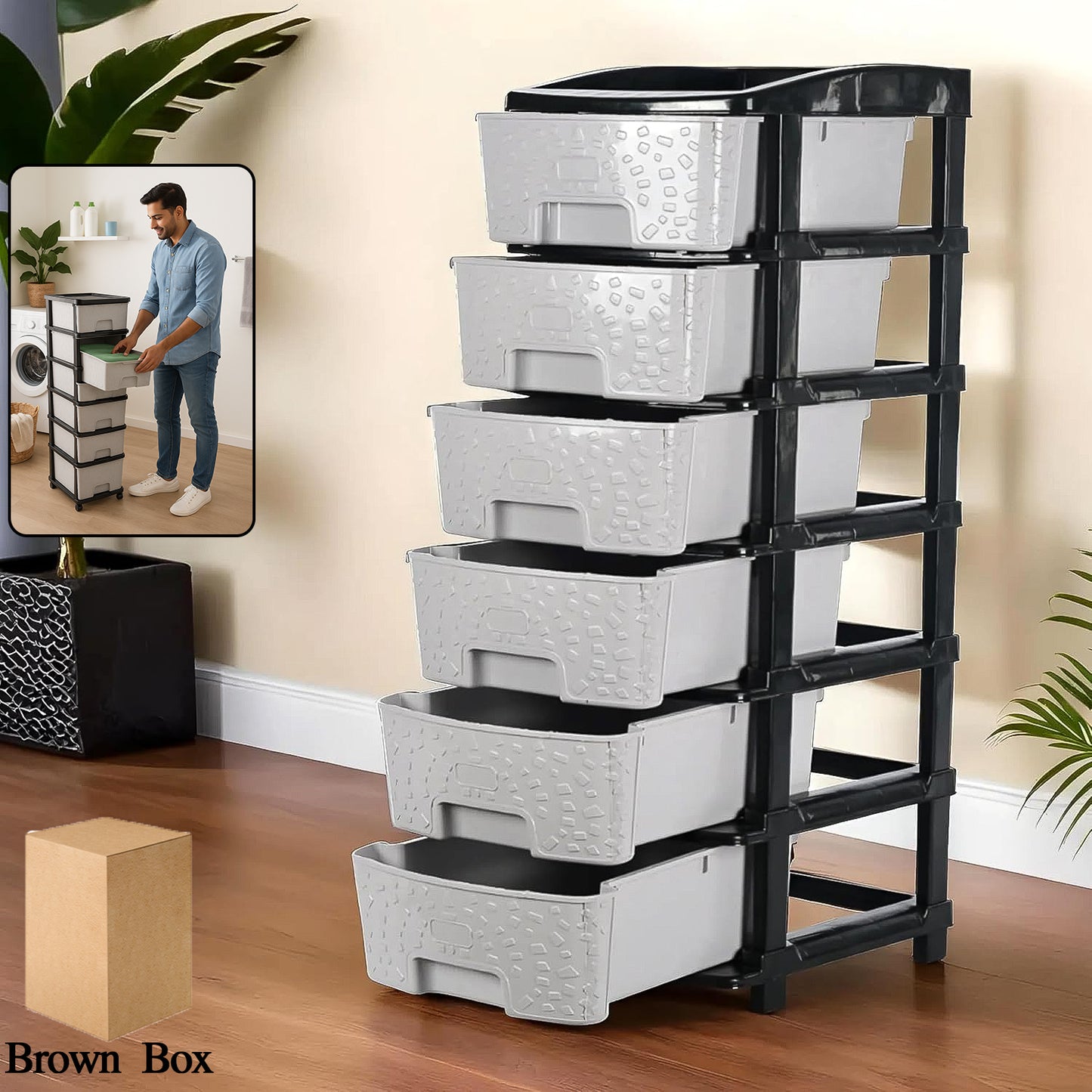 6-Layer Heavy-Duty Plastic Drawer Organizer Cabinet