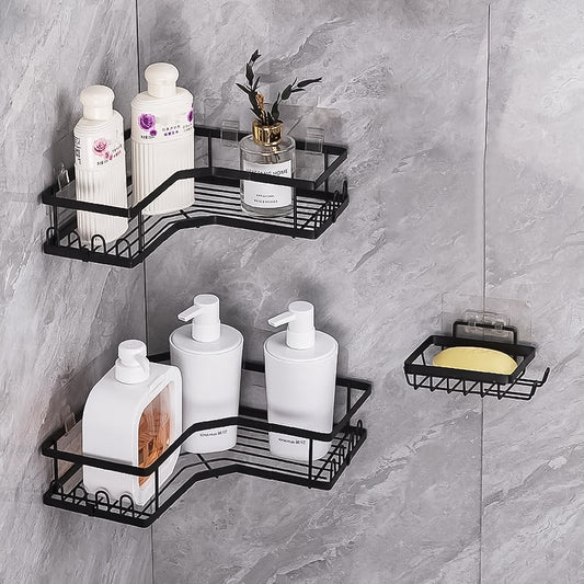 Iron Coating Self-adhesive Corner Shelf Organizer (2 Pc) Default Title - Anthro Bazaar