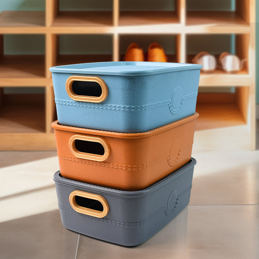 3-piece Plastic Multipurpose Storage Basket Bin Set With Handle (3 Pcs Set) Default Title - Anthro Bazaar
