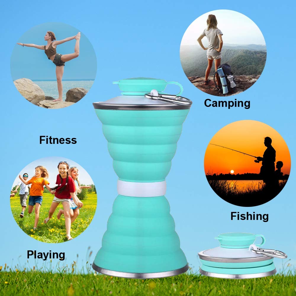 Silicone Traveling Water Bottle BPA Free - Leak Proof Lightweight Collapsible