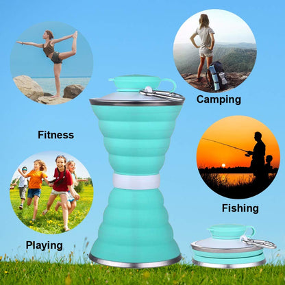 Silicone Traveling Water Bottle BPA Free - Leak Proof Lightweight Collapsible
