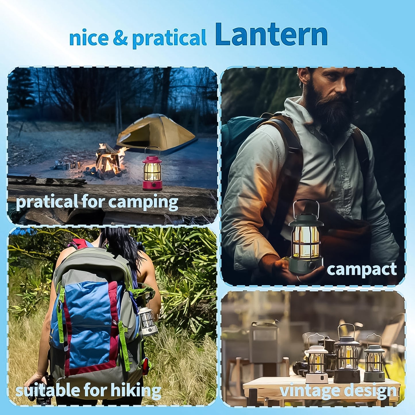 RetroGlow™ Rechargeable LED Camping Lantern (1 Pcs)