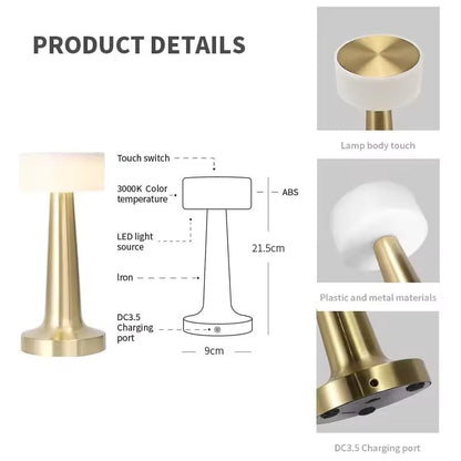 LED Touch Control Table Lamp | 3 Colour & 3 Brightness Dimmable [Gold texture]