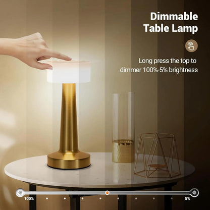 LED Touch Control Table Lamp | 3 Colour & 3 Brightness Dimmable [Gold texture]