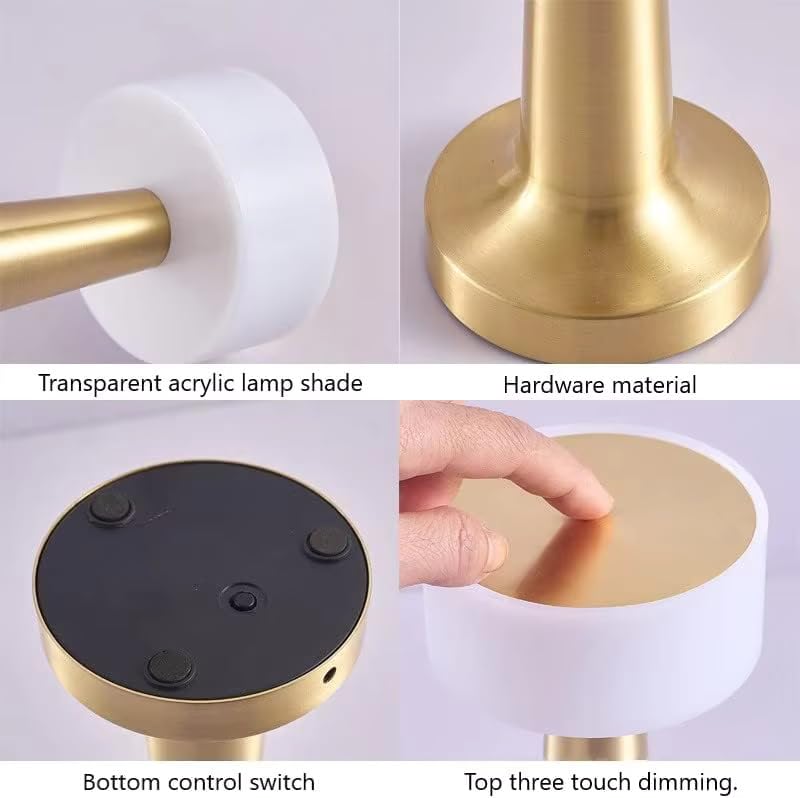 LED Touch Control Table Lamp | 3 Colour & 3 Brightness Dimmable [Gold texture]