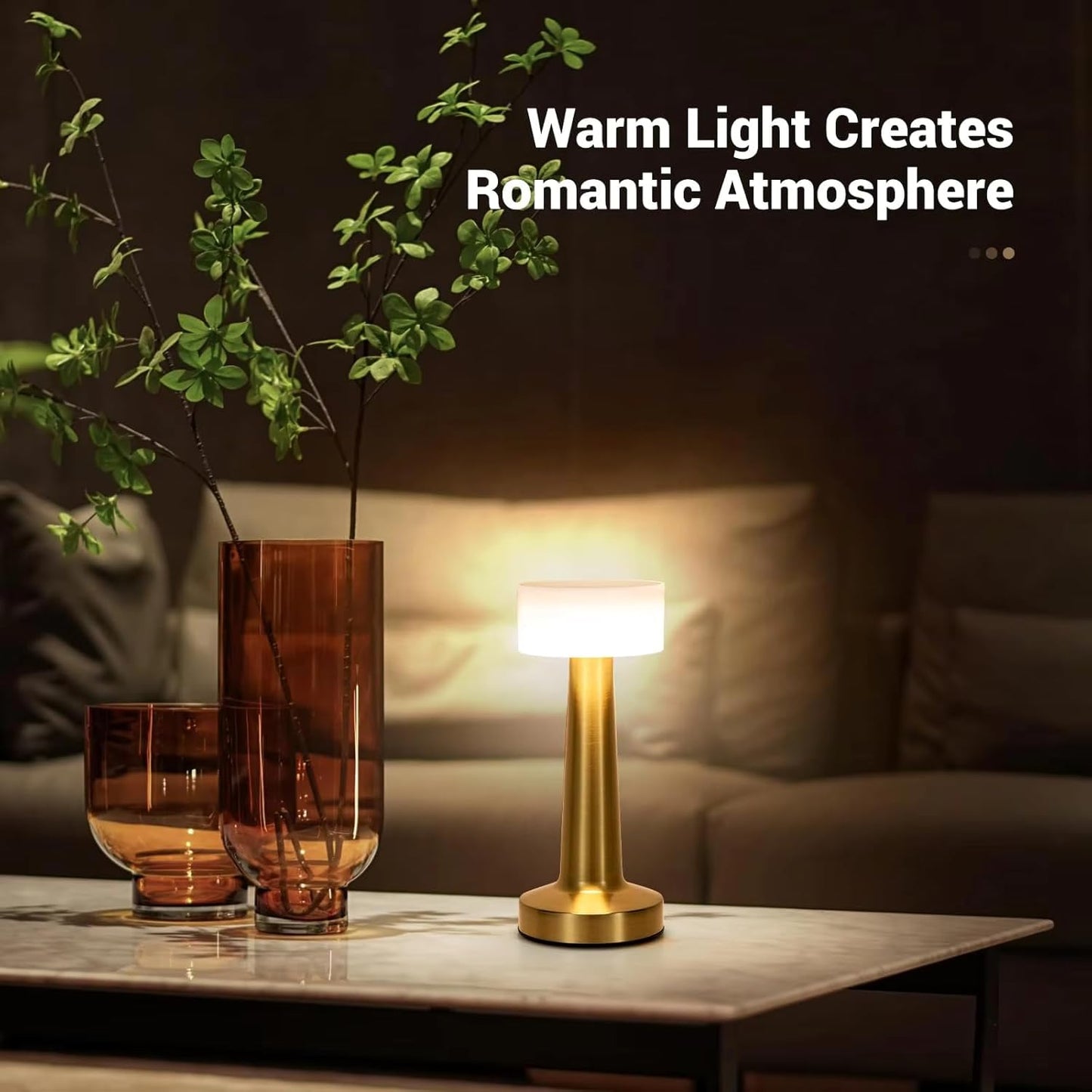 LED Touch Control Table Lamp | 3 Colour & 3 Brightness Dimmable [Gold texture]