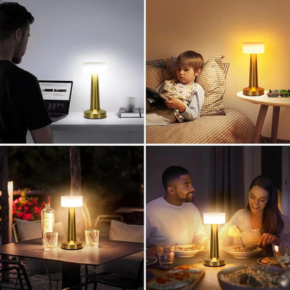 LED Touch Control Table Lamp | 3 Colour & 3 Brightness Dimmable [Gold texture]
