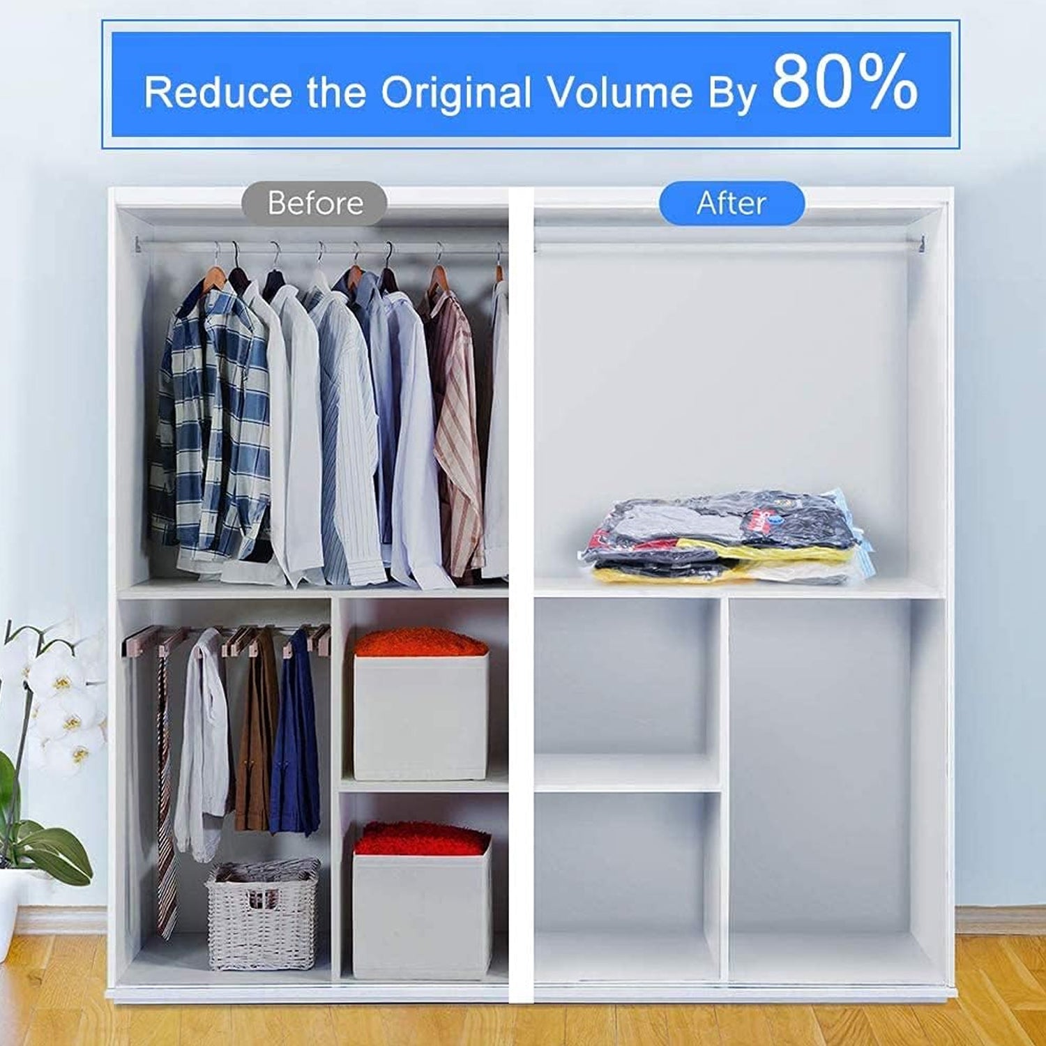 17826 Vacuum Storage Bags With Suction Pump Shirt Clips - Vacuum Bags - Big Capacity Vacuum Seal Bags For Travel Clothes Blankets Pillows Compression Bags Space Saver Vacuum Storage Bags (5 Pcs Set) Default Title - Anthro Bazaar