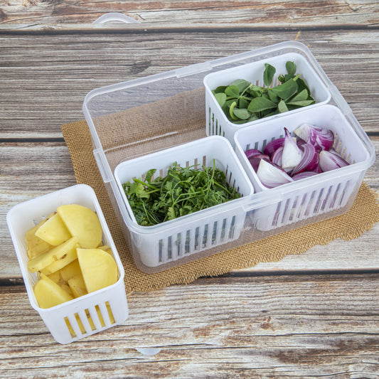 Fridge Storage Boxes Freezer Storage Containers Container For Kitchen Storage Set Storage In Kitchen Vegetable Storage Draining Crisper Refrigerator Food Box (1 Pc) Default Title - Anthro Bazaar