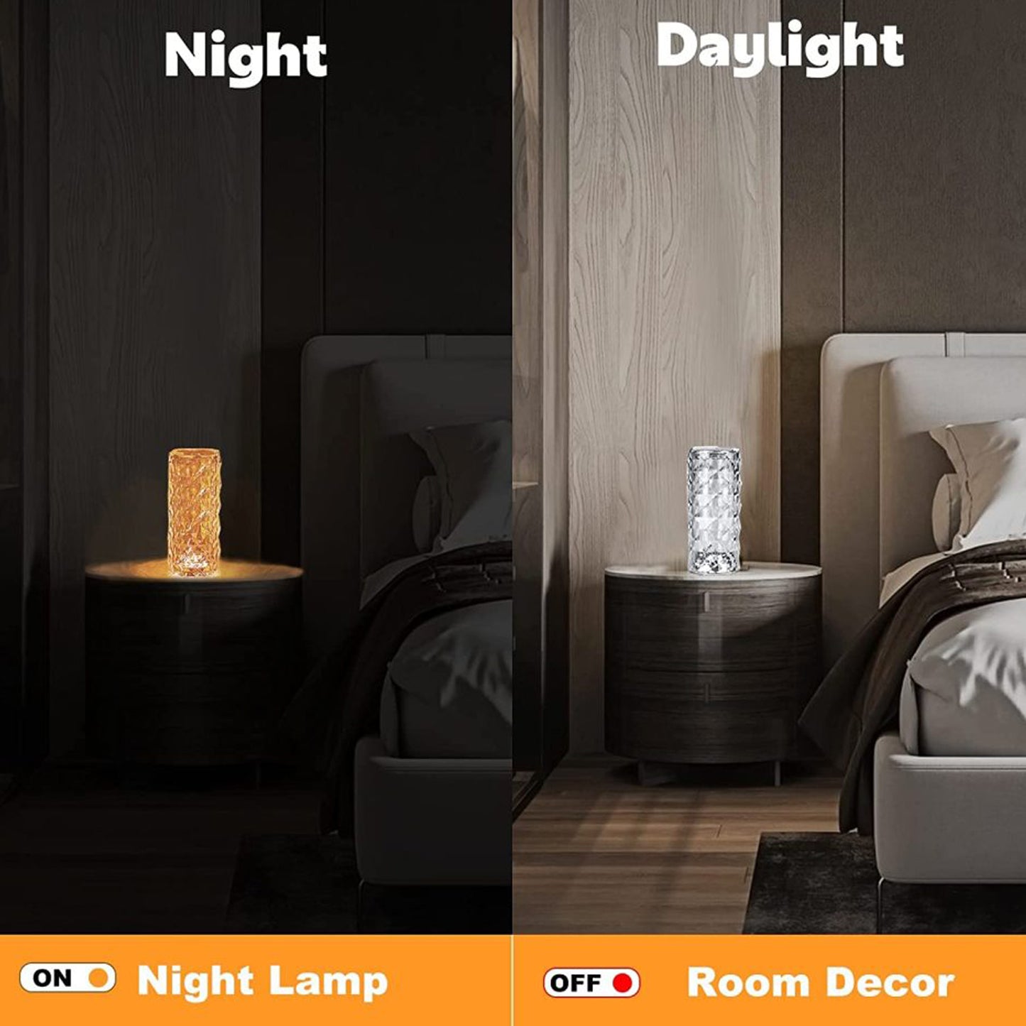 6604 Crystal Touch Night Light (16 Colors) - Rose Diamond Table Lamp With Remote Control Usb Table Lamp Romantic Date Lighting Decor For Festival Bedroom Dining Room Default Title - Anthro Bazaar