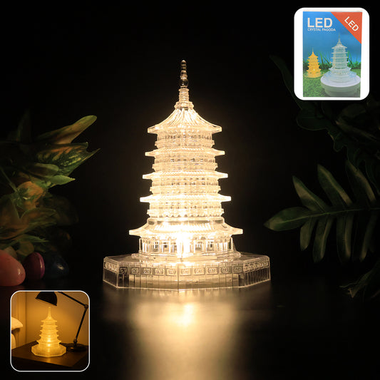 Premium LED Crystal Pagoda Decorative Light – Battery Operated Elegant Lamp