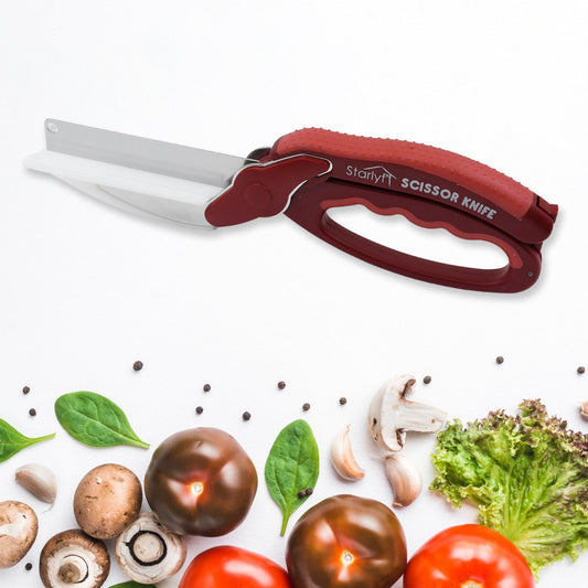 2 In 1 Kitchen Knife Scissor With Spring Locking Hinge And Chopping Board (1 Pc With Card Packing) Default Title - Anthro Bazaar
