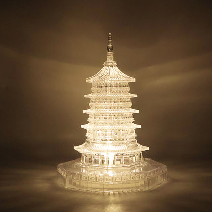 Premium LED Crystal Pagoda Decorative Light – Battery Operated Elegant Lamp
