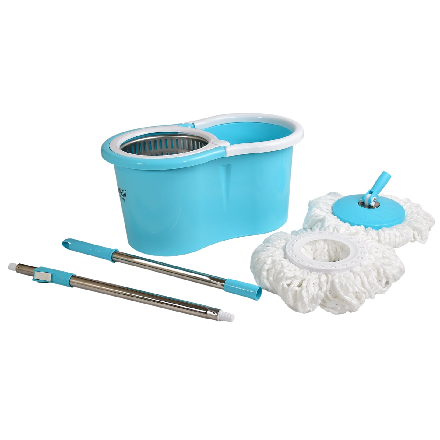 8714 Rapid Steel Spinner Bucket Mop 360 Degree Self Spin Wringing With 2 Absorbers For Home And Office Floor Cleaning Mops Set Default Title - Anthro Bazaar
